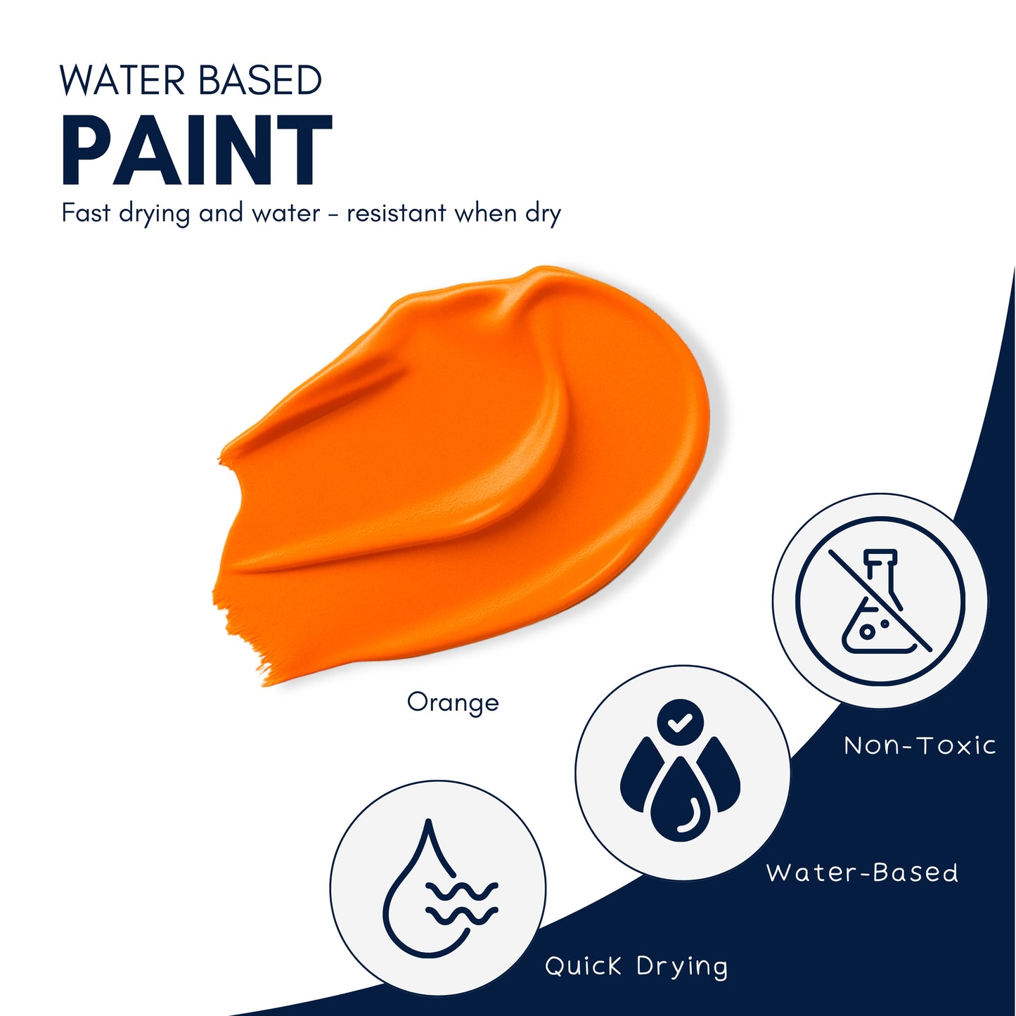 Orange Acrylic Paint 120ml – Non-Toxic, Vibrant Blue with Free Bonus Brush