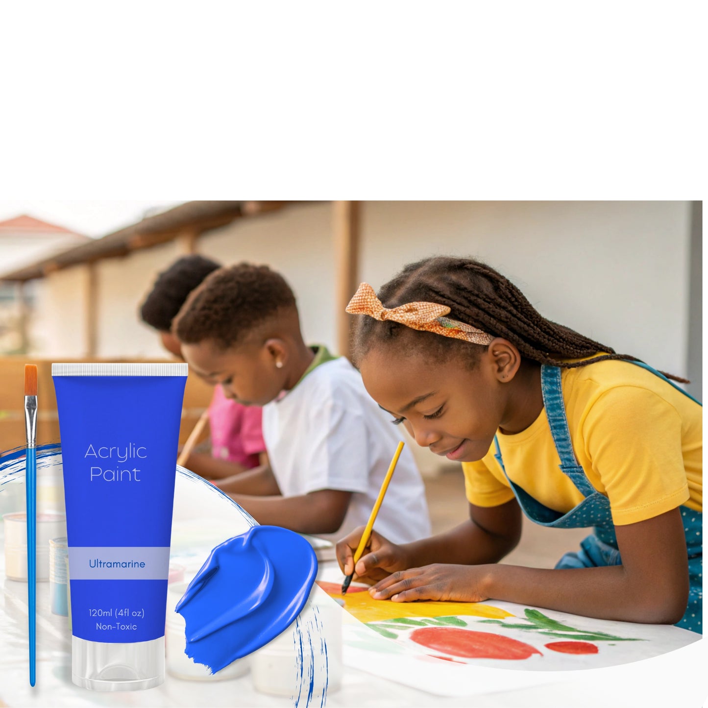 Ultramarine Blue Acrylic Paint 120ml – Non-Toxic, Vibrant Blue with Free Bonus Brush