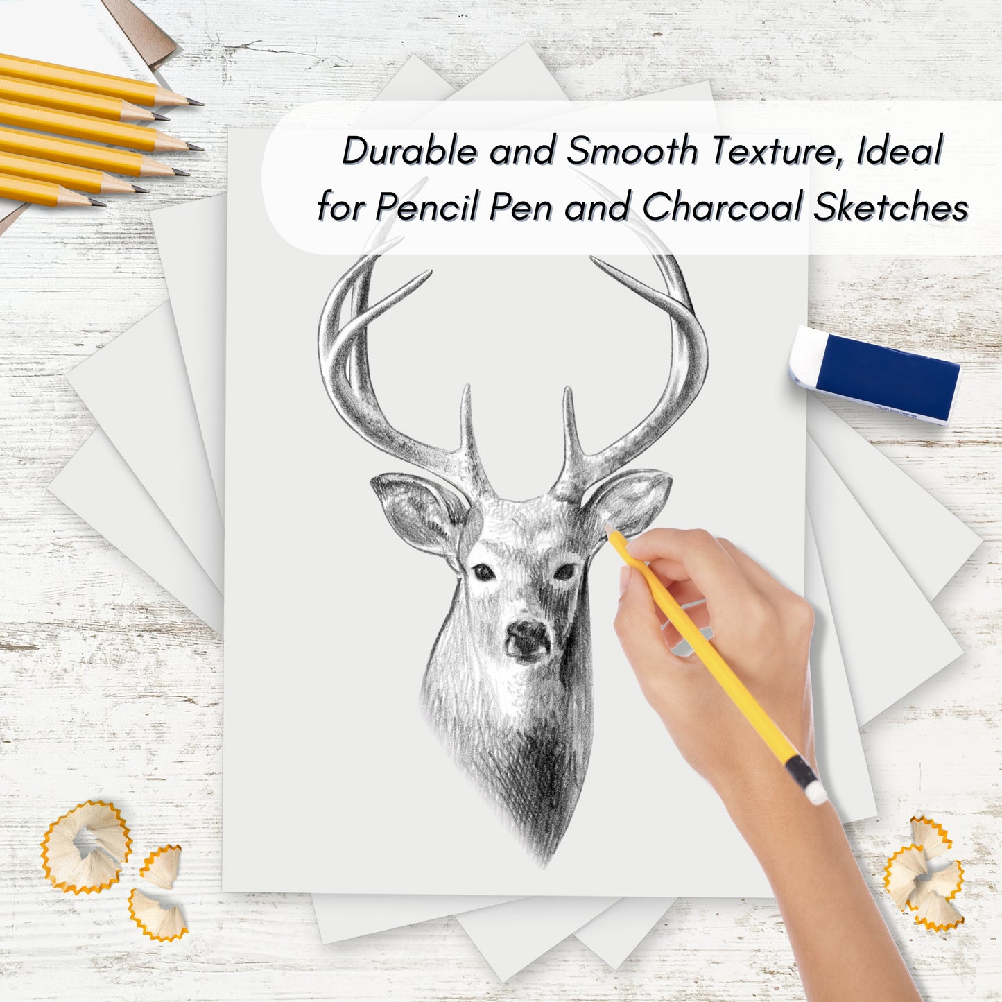 A4 Spiral Bound Sketch Pad – 40 Sheets of 90gsm White Cartridge Paper | Durable & Portable Sketchbook for Artists