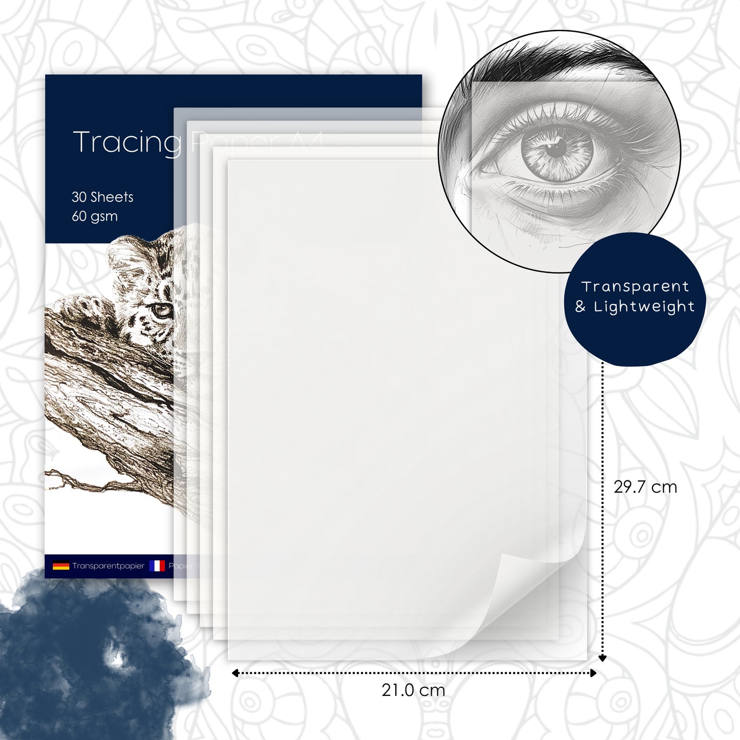 A4 Tracing Paper Pad for Artists – 30 Sheets of 60 GSM Semi-Transparent Paper for Drawing, Drafting, Sketching & Animation