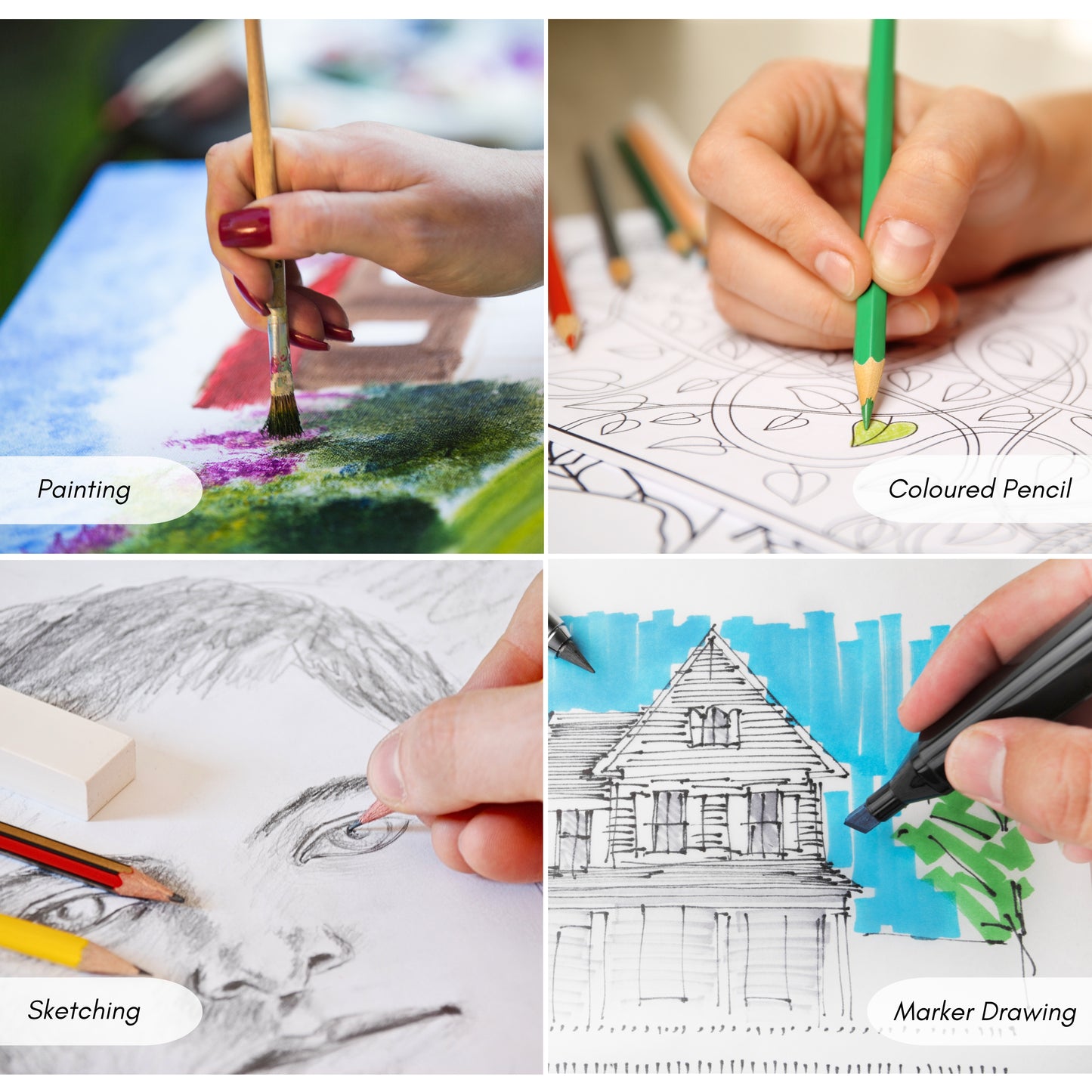 A4 Spiral Bound Sketch Pad – 40 Sheets of 90gsm White Cartridge Paper | Durable & Portable Sketchbook for Artists