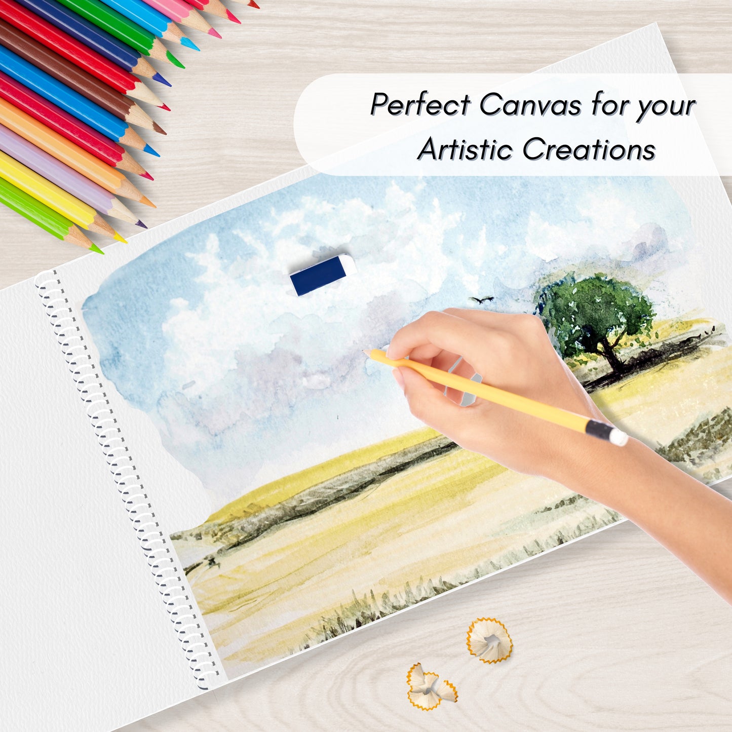 A4 Spiral Bound Sketch Pad – 40 Sheets of 90gsm White Cartridge Paper | Durable & Portable Sketchbook for Artists