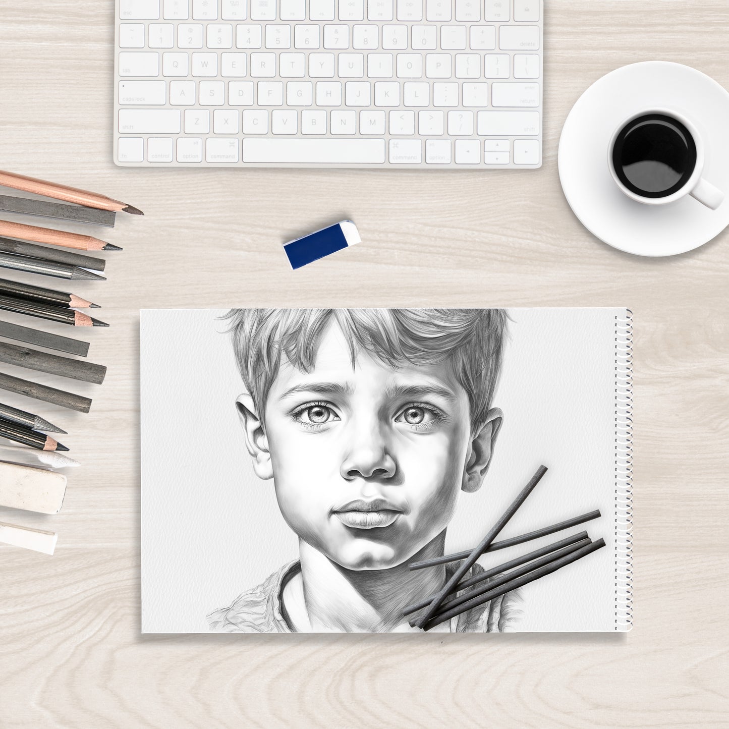 A4 Spiral Bound Sketch Pad – 40 Sheets of 90gsm White Cartridge Paper | Durable & Portable Sketchbook for Artists