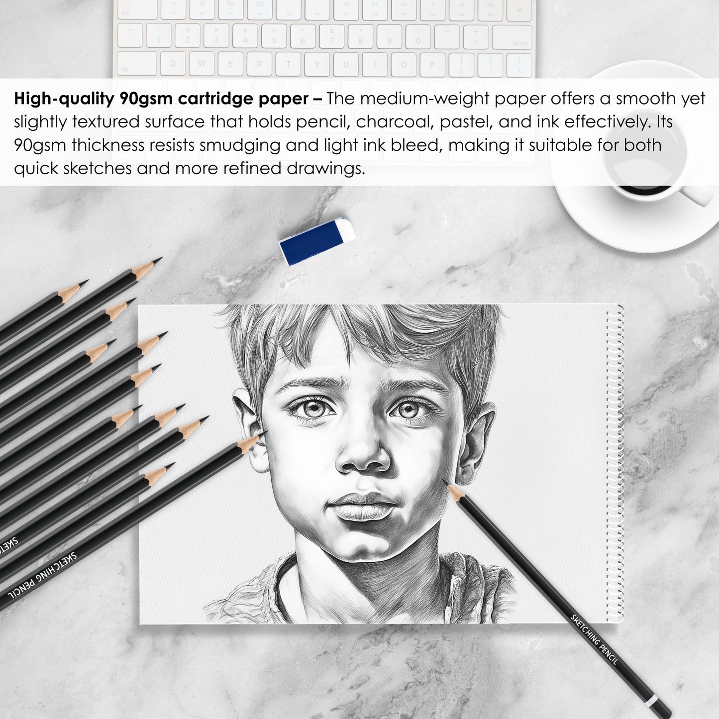 A4 Tracing Paper Pad for Artists & Pencil Set – 30 Sheets of 60 GSM Semi-Transparent Paper for Drawing, Drafting, Sketching & Animation