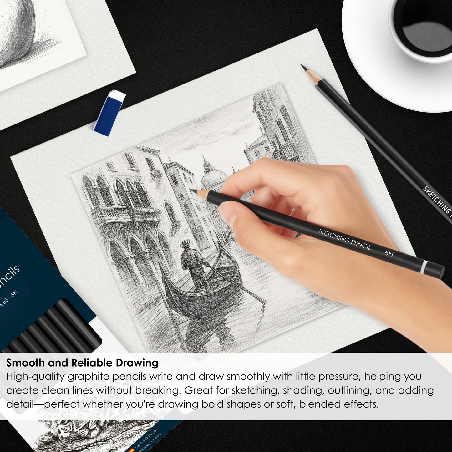 A4 Tracing Paper Pad for Artists & Pencil Set – 30 Sheets of 60 GSM Semi-Transparent Paper for Drawing, Drafting, Sketching & Animation