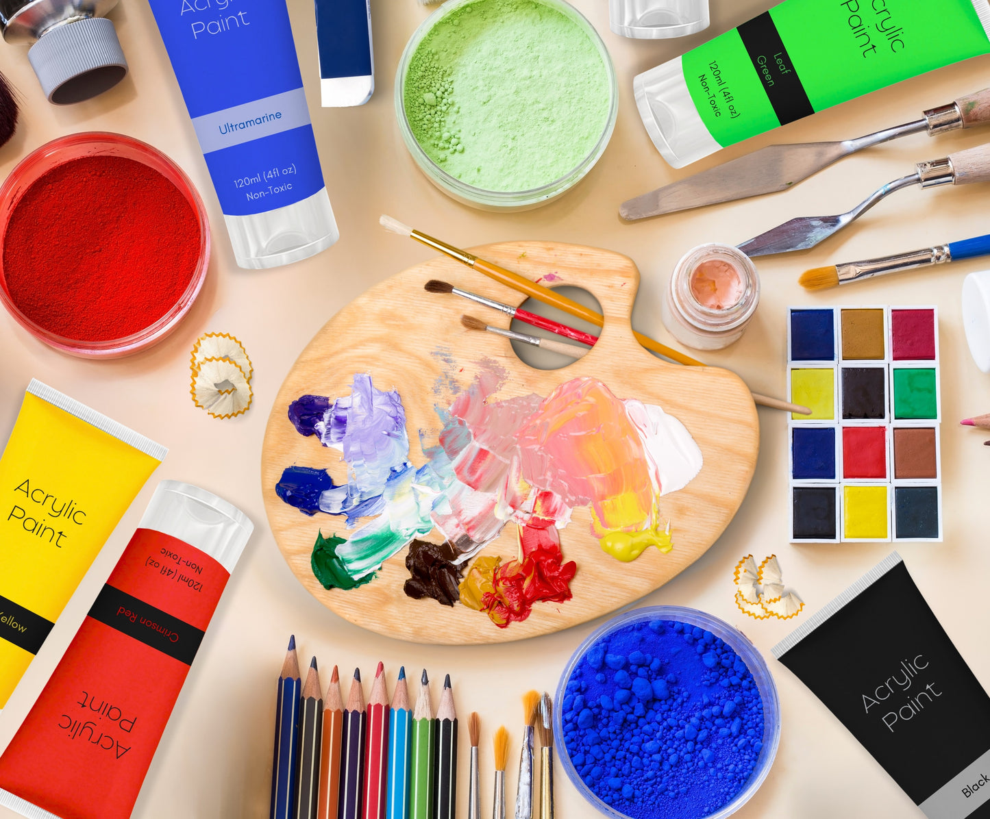 Acrylic Paint Set – 8 x 120ml Tubes + Bonus Brush | High-Pigment, Non-Toxic Paints for Art, Craft & DIY Projects
