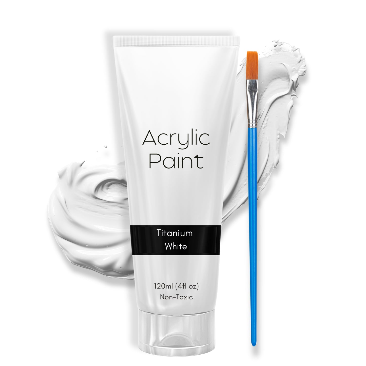 White Acrylic Paint – 120ml Tube + Brush | Non-Toxic, Quick-Dry, High-Pigment Paint for Artists & Crafters