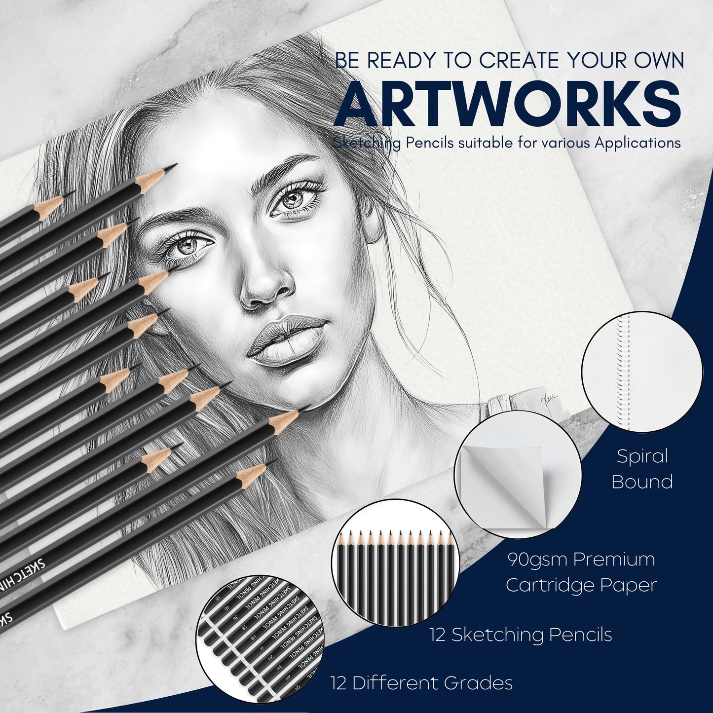 A4 Tracing Paper Pad for Artists & Pencil Set – 30 Sheets of 60 GSM Semi-Transparent Paper for Drawing, Drafting, Sketching & Animation