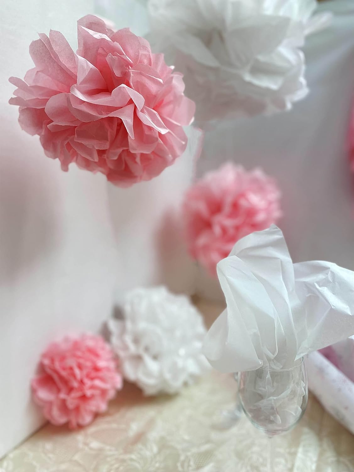 CREAVVEE White Decoupage Tissue Paper, 60 Sheets, 50 x 35 cm