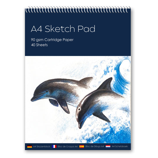 A4 Spiral Bound Sketch Pad with 40 Sheets of 90gsm White Cartridge Paper – Perfect for Artists, Drawing, Sketching, and Everyday Creative Work.
