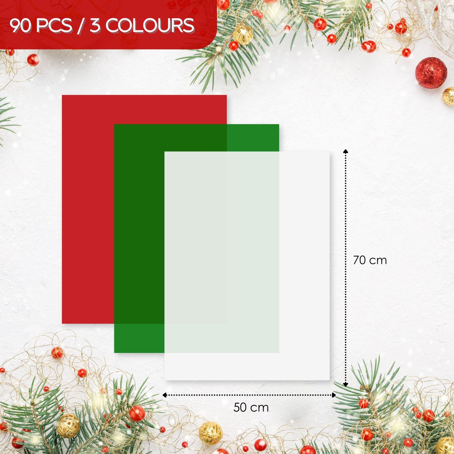 Christmas Tissue Paper Set – Red, Green & White | Holiday Gift Wrap & Decorations