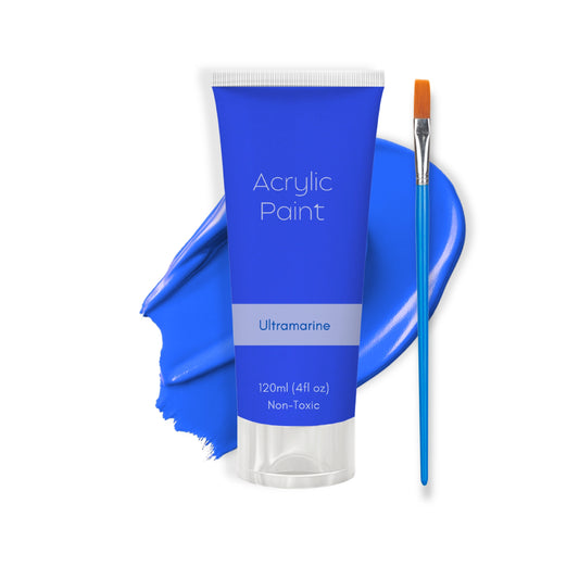 Ultramarine Blue Acrylic Paint 120ml – Non-Toxic, Vibrant Blue with Free Bonus Brush
