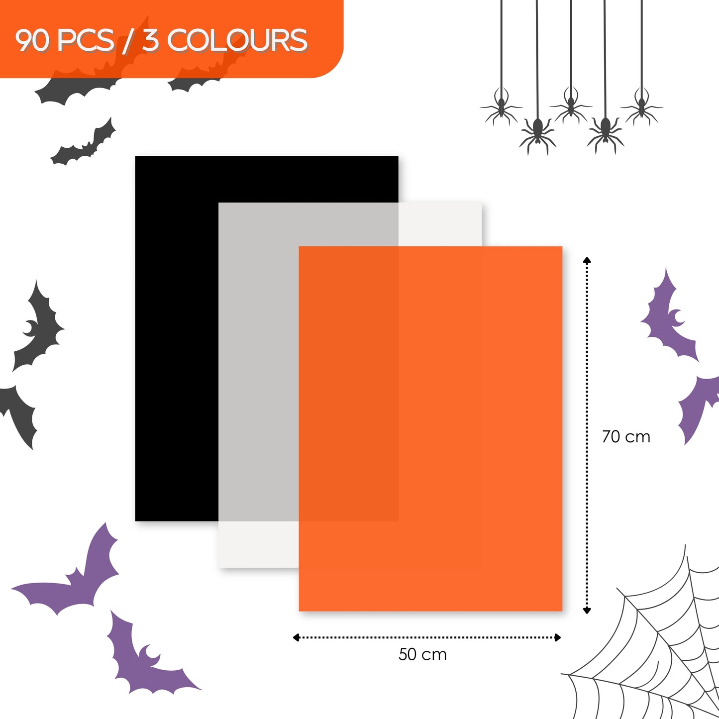 Autumn & Halloween Tissue Paper Set – Orange, Brown & White | Fall Party Decorations