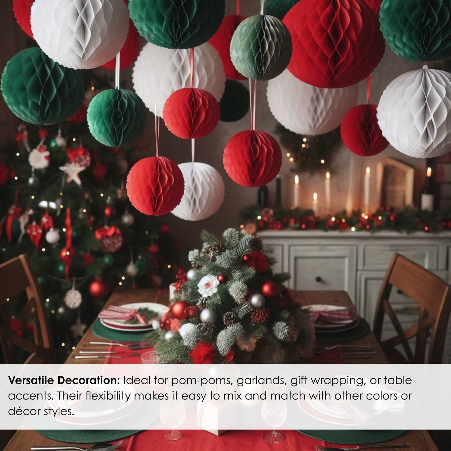 Christmas Tissue Paper Set – Red, Green & White | Holiday Gift Wrap & Decorations