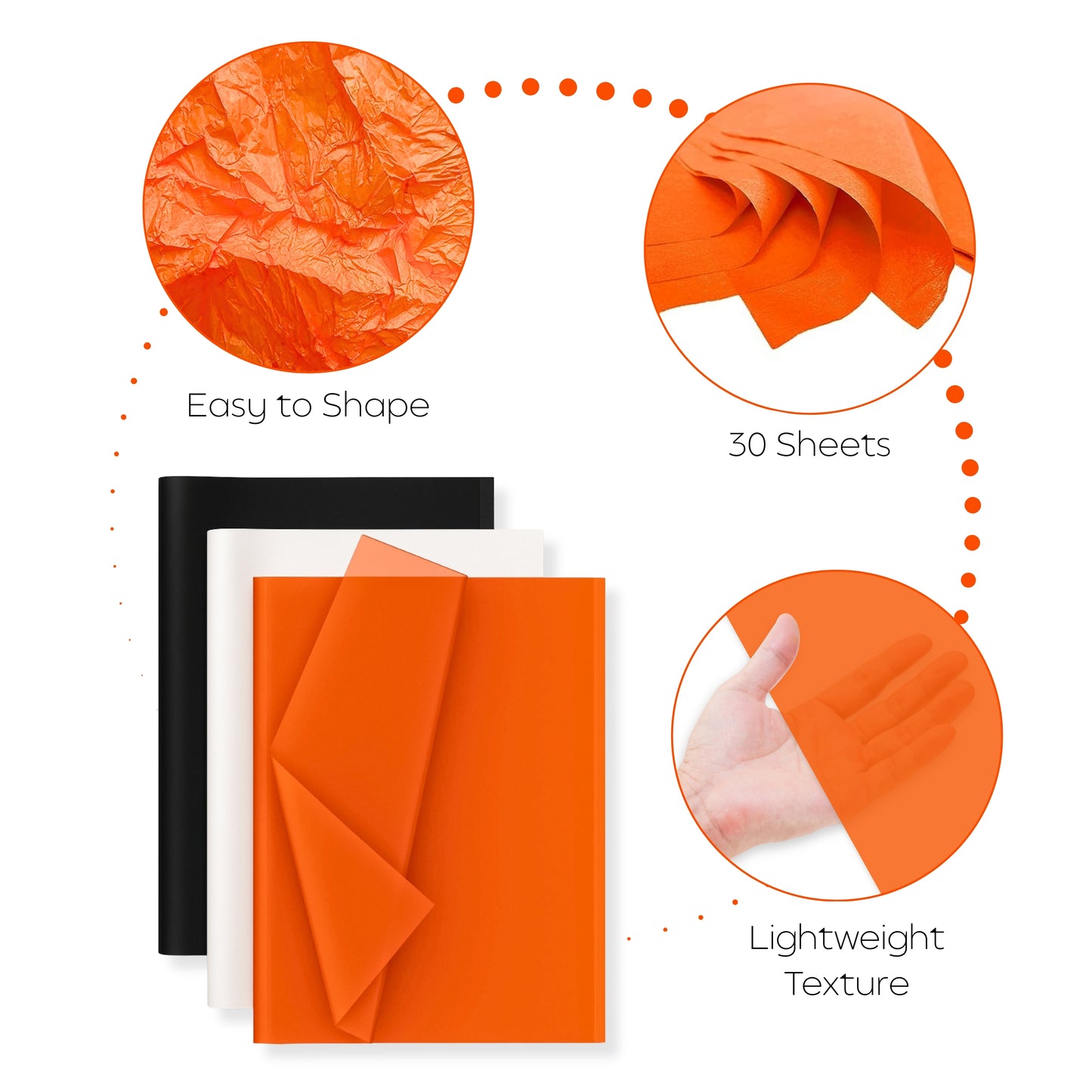 Autumn & Halloween Tissue Paper Set – Orange, Brown & White | Fall Party Decorations