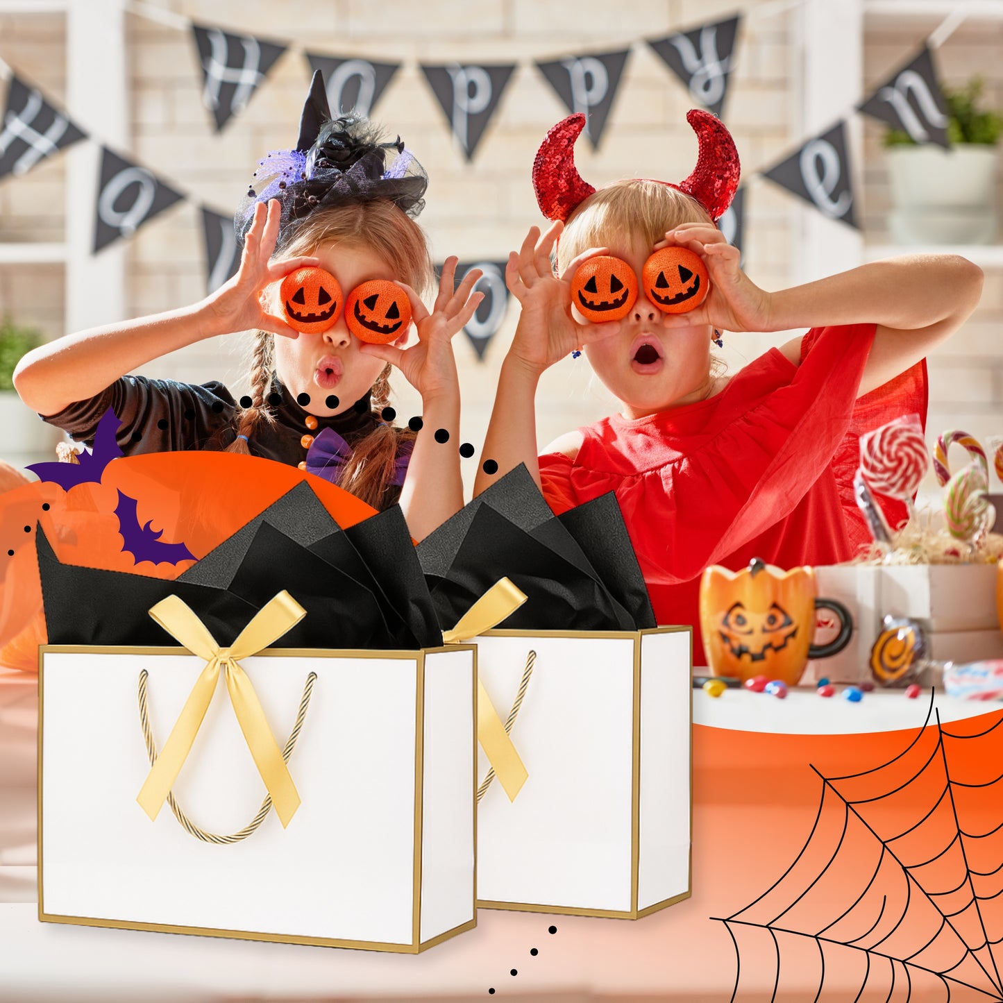 Autumn & Halloween Tissue Paper Set – Orange, Brown & White | Fall Party Decorations