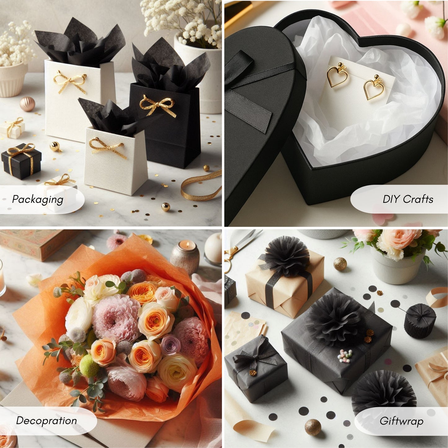 Autumn & Halloween Tissue Paper Set – Orange, Brown & White | Fall Party Decorations
