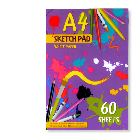 Kids A4 Sketch Pad – 60 Sheets of White Drawing Paper for Art, Doodling & School Projects – Ideal for Children, Students & Creative Play