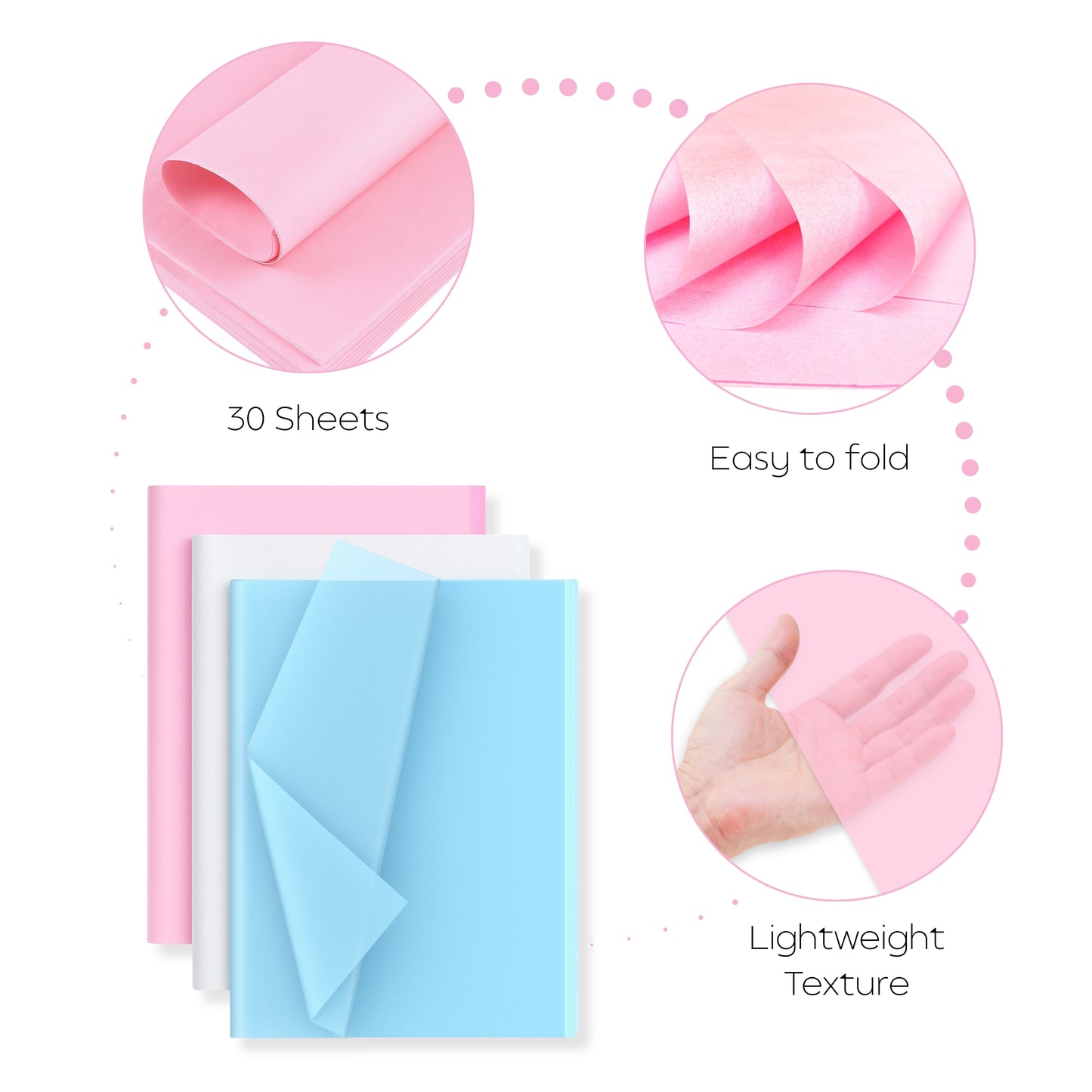 Baby Shower Tissue Paper Set – Baby Blue, Pink & White