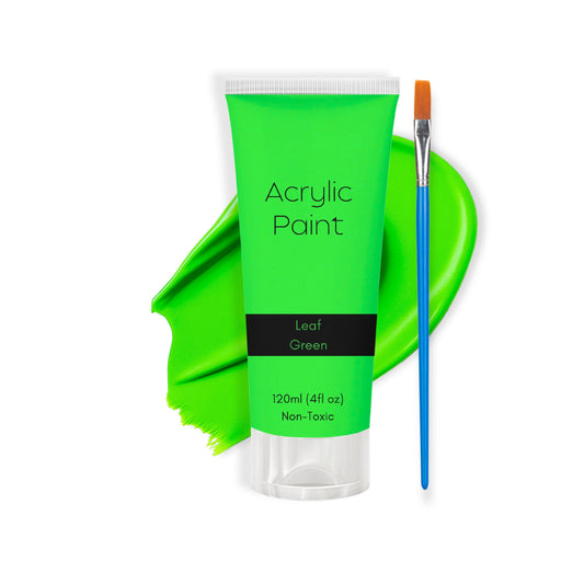 Leaf Green Acrylic Paint 120ml – Non-Toxic, Vibrant Blue with Free Bonus Brush