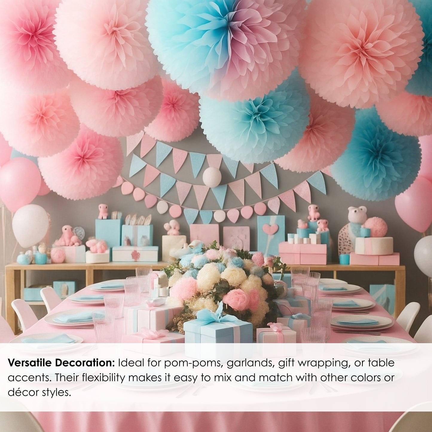 Baby Shower Tissue Paper Set – Baby Blue, Pink & White