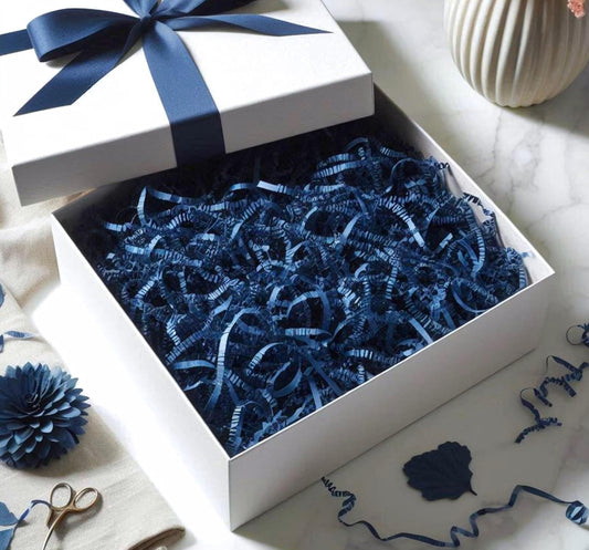 Navy Blue Crinkle Shredded Paper – Decorative & Protective Gift Filler