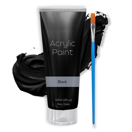 Black Acrylic Paint – 120ml Tube | Non-Toxic, High-Pigment Paint for Art, Craft & DIY Projects