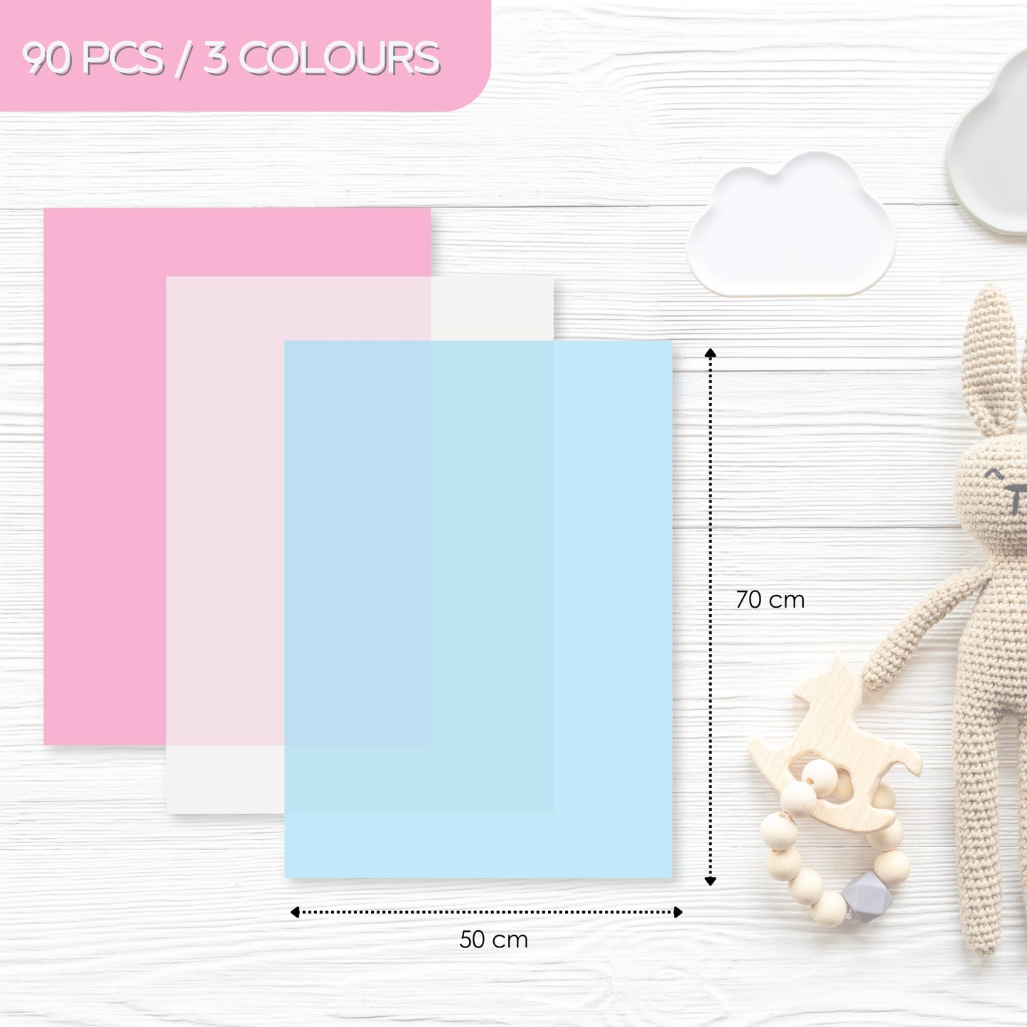 Baby Shower Tissue Paper Set – Baby Blue, Pink & White